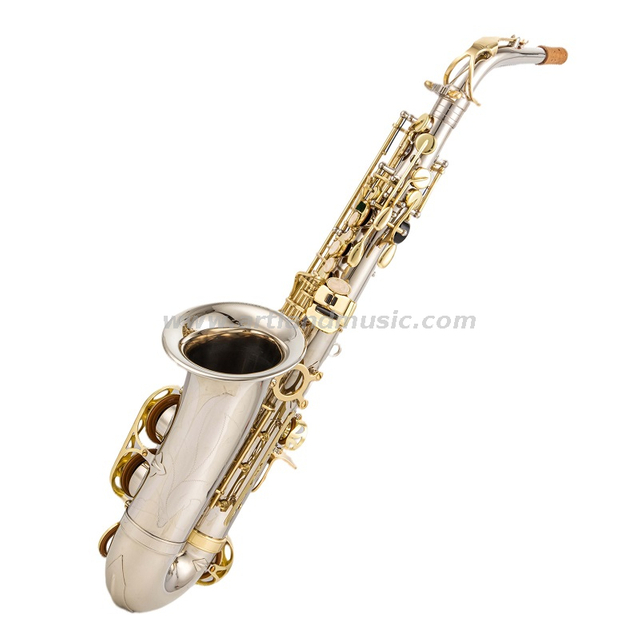 Eb Alto Saxophone Nickel hand engraved body with golden lacquer key(AAS5505NL)