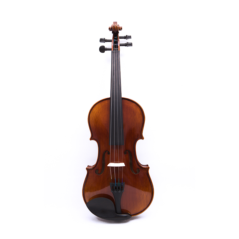 Flamed Handmade Solid Spruce Student Violin with Oblong Violin Case, Violin Bow, and Rosin (MV130)