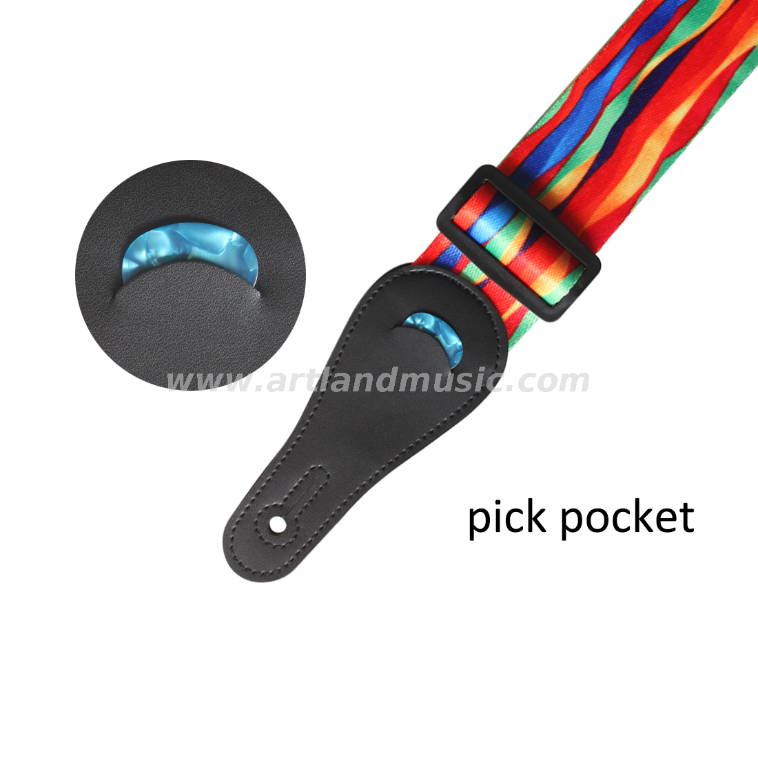 Rainbow Guitar Strap with pick pocket(GSW01)