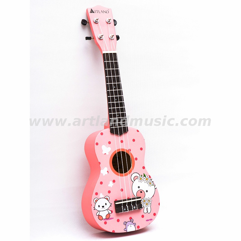 Colorful Cartoon Ukulele (UKS200D) -Pink