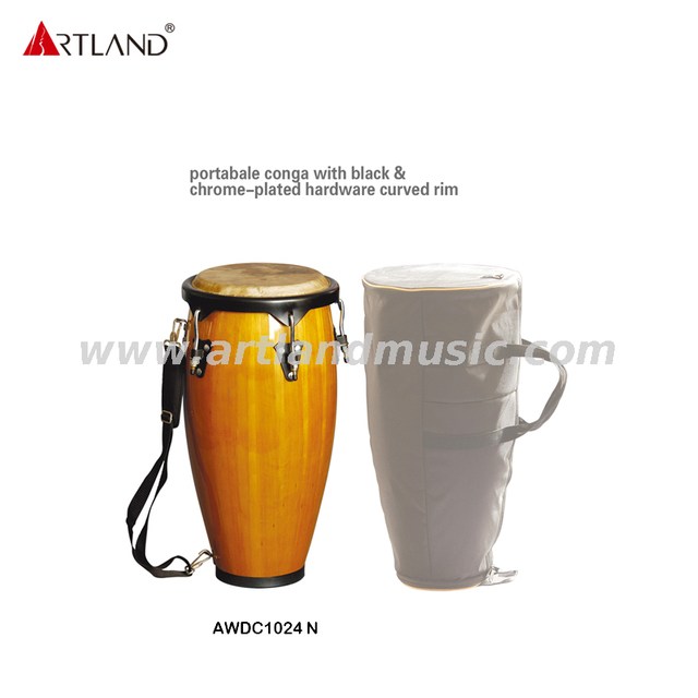 Portable Conga with Black&Chrome-plated Hardware Curved Rim (AWDC1024N)
