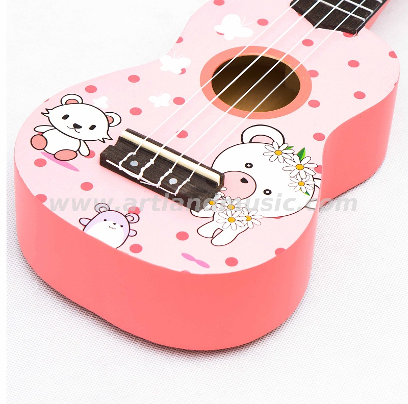 Colorful Cartoon Ukulele (UKS200D) -Pink