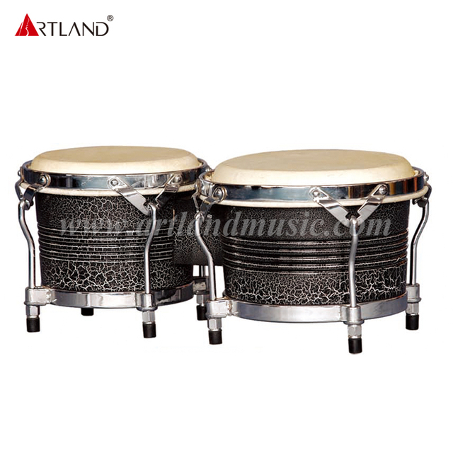 Corrugated black crack paint electroplating willow ring welding seat Bongo drum (AWB0709CBK-C)