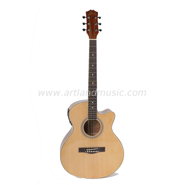 Custom Hand Made 40′′ Thin Body Acoustic Guitar Natural