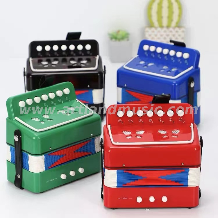 7 Key 2 Bass Mini Small Toy Piano Accordion Kids Children Educational Musical Instrument, Gift with Color Box