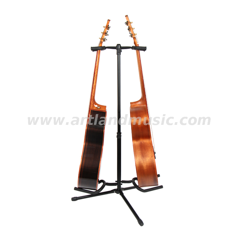 Double head wooden guitar ground frame electric guitar folk instrument double head vertical stand(AGS-32)