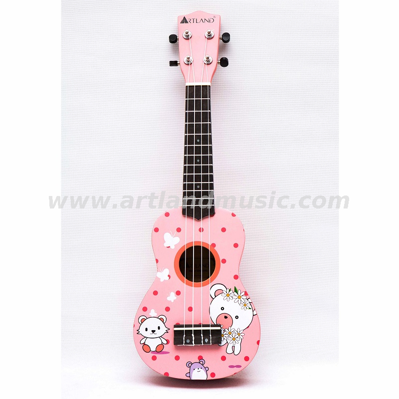 Colorful Cartoon Ukulele (UKS200D) -Pink