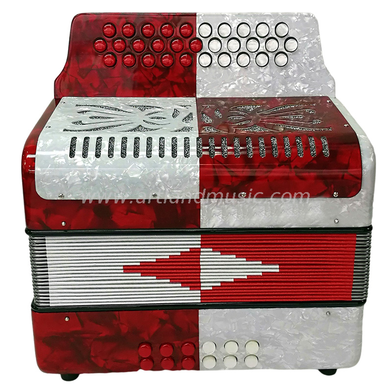 31 Keys 12 Bass Diatonic Accordion Red (BAT3112G) 6 Six Colour Metal